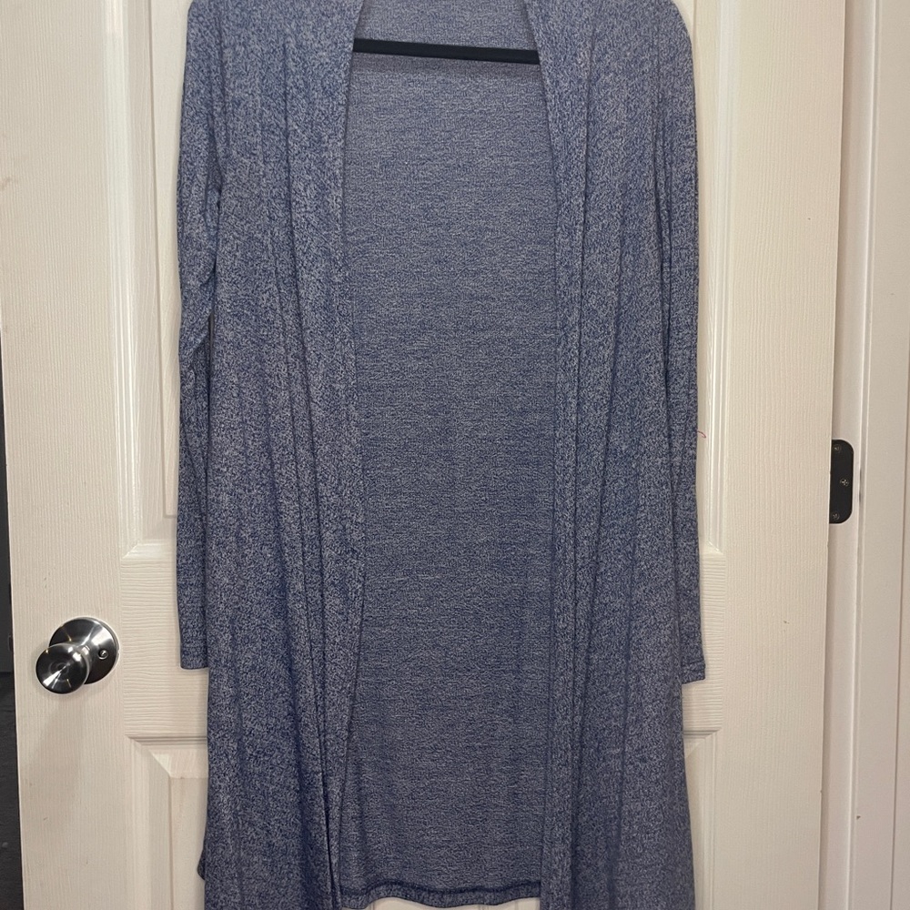 Poof! Heathered Blue Open Cardigan